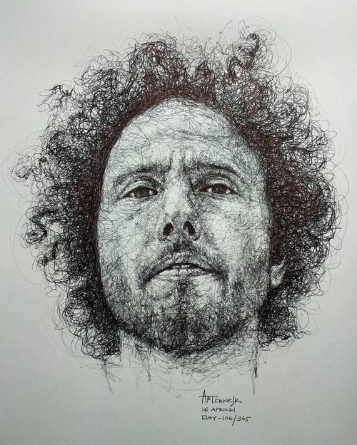 一个不用直线画肖像的素描高手